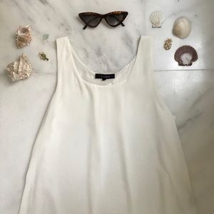 {Olivaceous}  Off White Chiffon Sleeveless Blouse